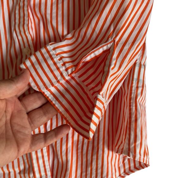 Lauren Ralph Lauren Striped Shirt P/S Orange White Anchor Crest Nautical Preppy - Picture 5 of 9
